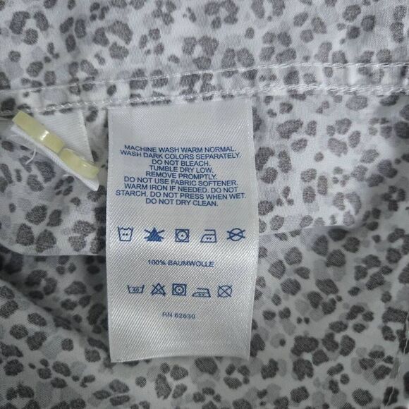 Lands End Womens Leopard Print Button Up Top Size 16 Grey Long Sleeve Career - Picture 5 of 7